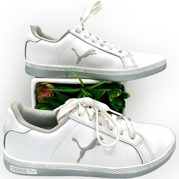 🌺PUMA Leather Lace-up Sneakers Smash Cat Sneakers. One-Of-A-Kind🌸🌺 - Picture 4 of 16